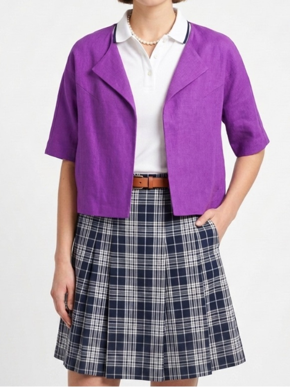KATE SPADE Micah Short Sleeved Cropped Open Front Jacket with Pockets size 2